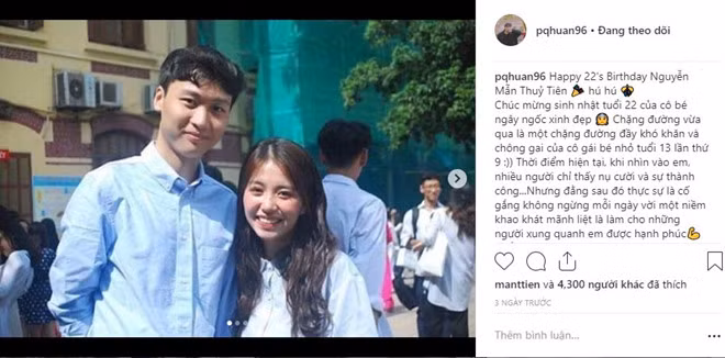 Chàng người yêu Quang Huân gửi đến Mẫn Tiên những lời chúc có cánh trong ngày sinh nhật của cô nàng.