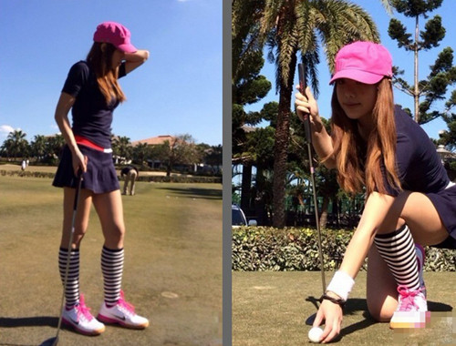 Nhìn dáng vẻ khi mặc đồ thể thao trên sân golf của cô chắc hẳn ai cũng nghĩ đây là thiếu nữ mới tầm đôi mươi.