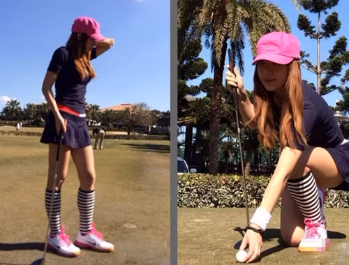 Nhìn dáng vẻ khi mặc đồ thể thao trên sân golf của cô chắc hẳn ai cũng nghĩ đây là thiếu nữ mới tầm đôi mươi.