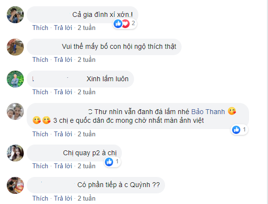Những câu hỏi phim Về nhà đi con có phần 2 liên tục được CĐM đặt trên Facebook của các nhân vật chính như Thu Quỳnh, Bảo Thanh, Bảo Hân......