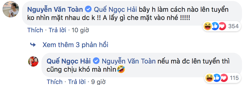 Trung vệ đội trưởng đội tuyển Việt Nam viết lời dẫn: "Long time no see" (Lâu rồi không gặp) như lời chào đón hai chàng tuyển thủ trở lại đội tuyển Quốc gia sau thời gian dài nghỉ vì chấn thương
