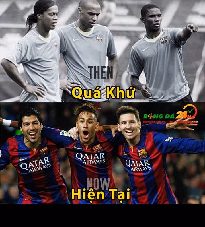 Trong quá khứ Barca có Ronaldinho, Henry, Eto'o. Hiện tại họ có Suarez, Neymar, Messi.