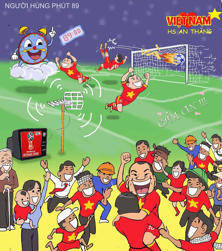 Họa sĩ An Thắng không còn xa lạ gì với những NHM yêu bóng đá Việt Nam. Anh chàng quê gốc Hưng Yên là chủ nhân của loạt hí họa về U23 Việt Nam thu hút sự chú ý của cộng đồng mạng, nhân dịp World Cup 2018 diễn ra, An Thắng lại cống hiến cho người yêu "túc cầu giáo" những bức tranh mang tính giải trí cao.