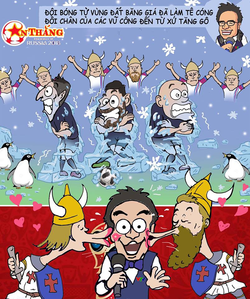 Từng khoảnh khắc ấn tượng trong mỗi trận bóng của World Cup được họa sĩ An Thắng thể hiện với góc nhìn khá hài hước và mang đến niềm vui cho người xem.