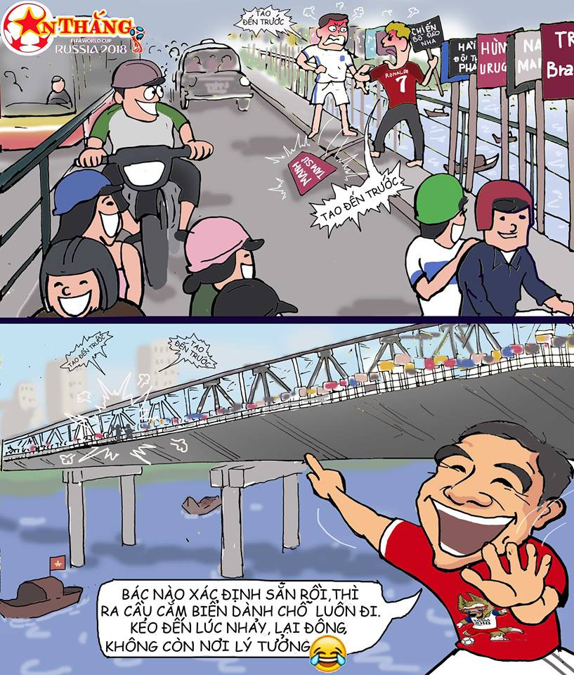 Tình hình thời sự được dân mạng chú ý trong mùa World Cup liên tục được họa sĩ trẻ tuổi này cập nhật và truyền tải qua từng sản phẩm của mình.