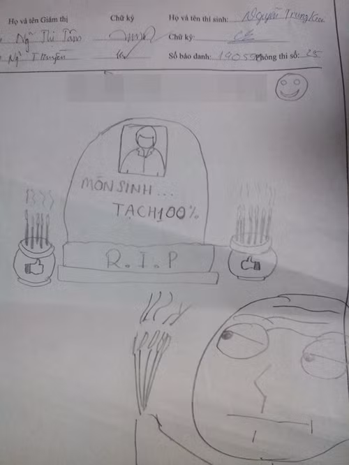 Cầu nguyện trước khi phát đề thi môn sinh.