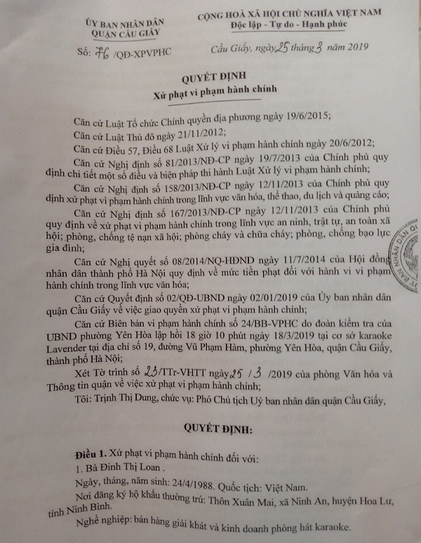 Karaoke Lavender 19 Vu Pham Ham Ha Noi: Tai dien vi pham-Hinh-2