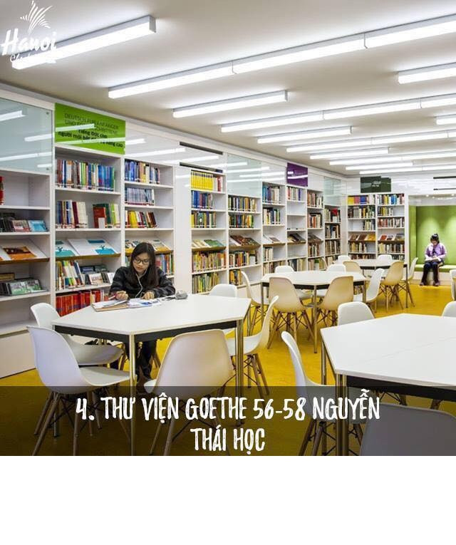 Nếu bạn là người thích phong cách hiện đại với những đầu sách tiếng Đức thì thư viện Goethe tại phố Nguyễn Thái Học là điểm đến khó có thể bỏ qua.