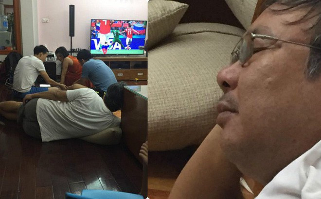 Bật tivi xem World Cup nhưng mắt thì nhắm để dành sức cho những trận đấu đêm muộn.