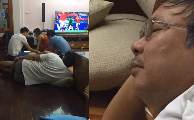 Bật tivi xem World Cup nhưng mắt thì nhắm để dành sức cho những trận đấu đêm muộn.