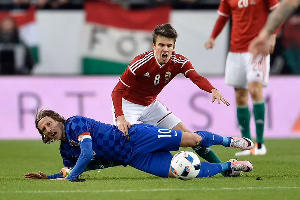 Tại sân chơi Euro 2016, tài năng trẻ 21 tuổi Adam Nagy (đỏ) chính là ông chủ ở tuyến giữa của ĐT Hungary. Cầu thủ này đã thể hiện khả năng chính xác cực tốt và nhãn quan chiến thuật thông minh