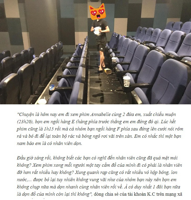 Bi nhac xa rac trong rap phim, nam sinh dap tra khien nhieu nguoi lac dau 