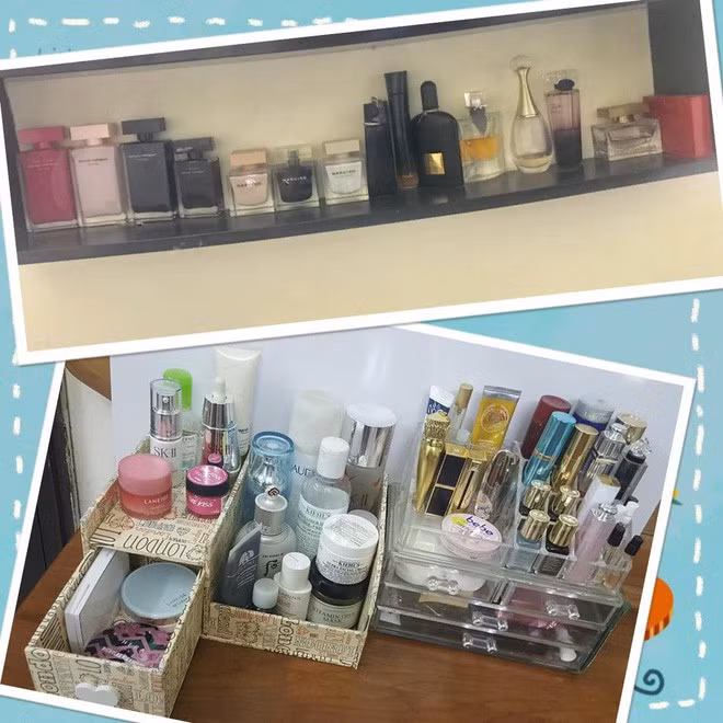 Chia ngăn cho bàn trang điểm là lựa chọn được nhiều nàng thực hiện để tìm đúng mẫu mã khi cần sử dụng tới. Ảnh: MXH