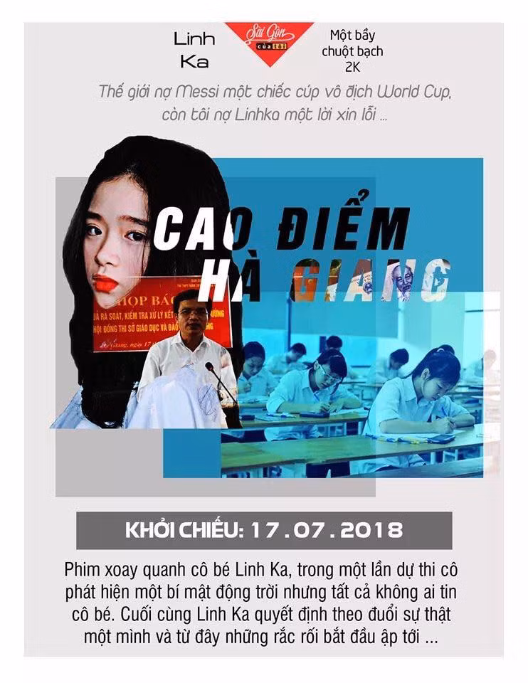 Bộ phim điểm thi cao Hà Giang, được công chiếu và chủ đề chỉ xoay quanh cô bé Linh Ka đã phát hiện bí mật động trời là có thể mua điểm để tốt nghiệp.