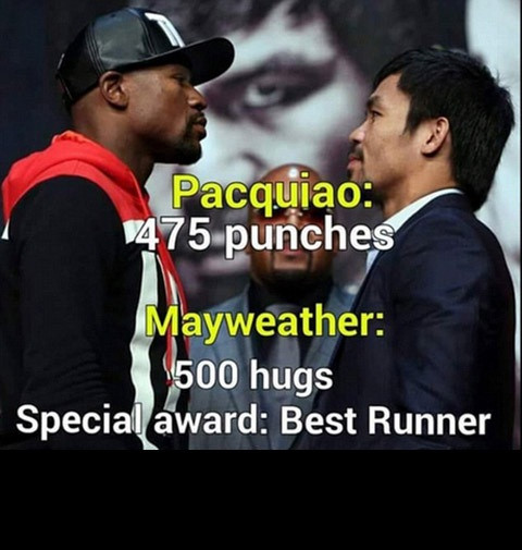Pacquiao 475 cú đấm; Mayweather 500 cú ôm. Giải thưởng đặc biệt: Kẻ bỏ chạy xuất sắc nhất.