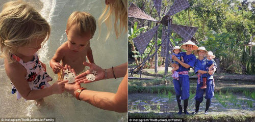 Cặp đôi người Mỹ giúp các con khám phá thiên nhiên trên quần đảo Turks &amp; Caicos (trái) và trải nghiệm cuộc sống của nông dân ở Dhara Dhevi Chiang Mai, Thái Lan.