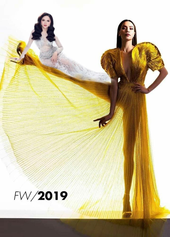 Tuy nhiên đáng chú ý nhất vẫn là hình ảnh Hồ Ngọc Hà với màn tạo dáng “khó đỡ” khi nữ ca sĩ cố gắng đứng vững một chân, còn chân kia thì đá cao khiến tà váy có hình một chiếc quạt ấn tượng.