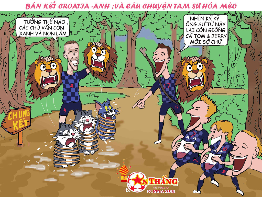 Trận đấu của Croatia tại bán kết tiếp tục lại là một trận đấu khó khăn, thử thách với sức trẻ của đội tuyển Anh. Đội tuyển áo carô đã xoay chuyển cục diện, lật ngược thế cờ, và giành chiến thắng 2-1, để ghi tên mình vào trận chung kết. Qua đó cũng chứng minh rằng, đội bóng tam sư ấy vẫn chỉ là những chú mèo giả dạng sư tử.