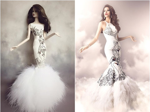 Môi dày, mọng gợi cảm cùng gương mặt góc cạnh đậm chất phương Tây là những nét tương đồng dễ thấy nhất ở Đặng Thùy Nam và Phạm Hương.