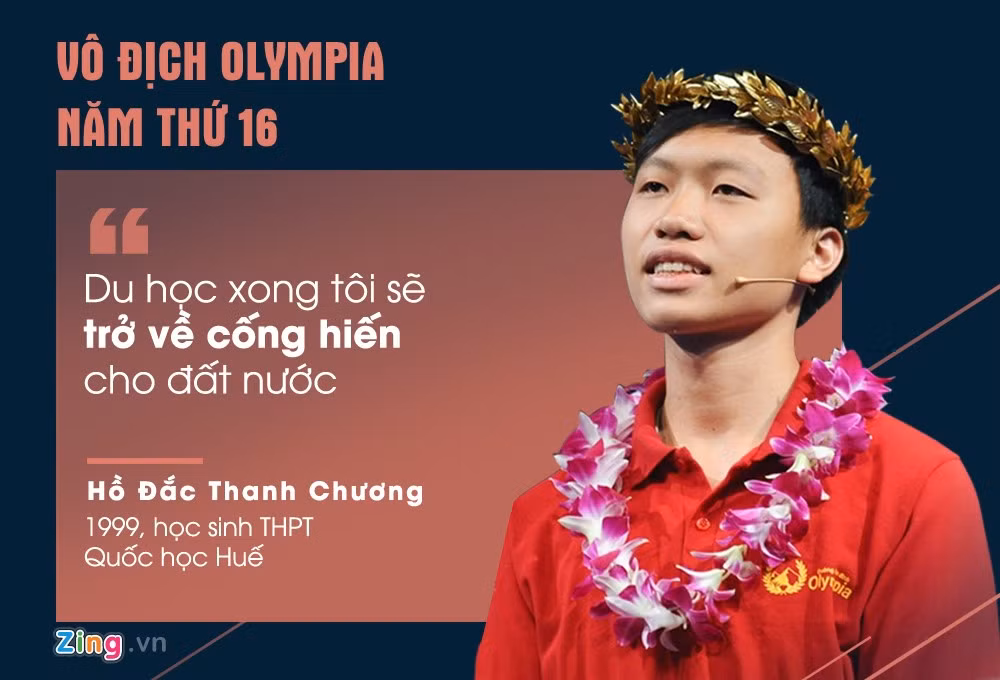 Với 340 điểm, nam sinh Quốc học Huế trở thành nhà vô địch Đường Lên Đỉnh Olympia 2016. Thanh Chương có phong cách thi tự tin, bình tĩnh, kiến thức phổ thông vững vàng, suy luận giỏi, tính toán nhanh... Cậu hiện là người giữ kỷ lục điểm số cao nhất trong lịch sử 16 trận chung kết.