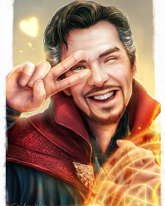 Dù lớn tuổi nhưng Doctor Strange vẫn dễ thương với kiểu selfie giơ hai ngón tay.