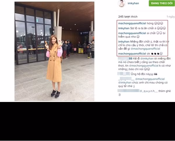 Nghi vấn tình cảm giữa tiền đạo ĐTVN và gà cưng của bầu Tiệp được phát hiện khi các cư dân mạng phát hiện những dòng nói chuyện rất ấm áp và nồng nàn trên Instagram.