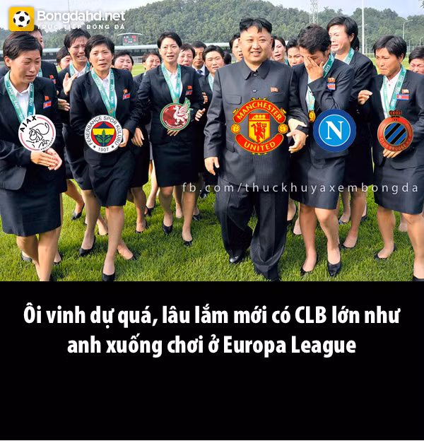 Việc Man United bị đẩy xuống chơi tại Europa League, cư dân mạng đã tung ra bức ảnh chế các CLB tại giải đấu này hân hoan đón tiếp CLB thành Manchester.