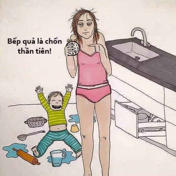 Bếp của mẹ vô cùng gọn gàng, còn chúng ta thì đó là nơi mang lại cho chúng ta vô vàn niềm vui.