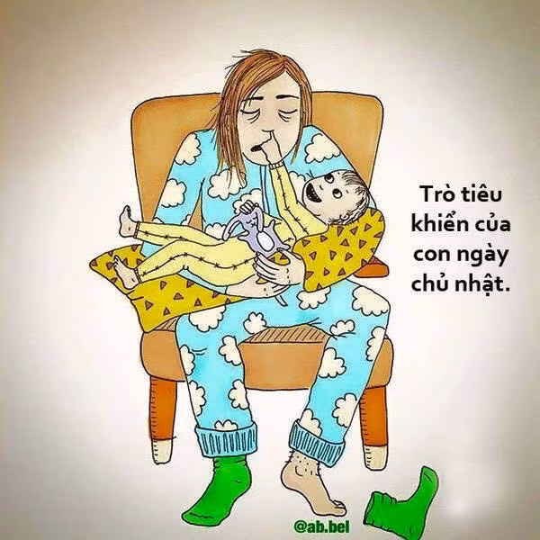Đôi khi mẹ đã buồn ngủ, mắt nhắm mắt mở nhưng chúng ta vẫn còn chưa muốn điều đó xảy ra.