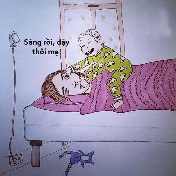 Khi còn bé chúng ta đánh thức mẹ bằng những trò vô cùng quái đản như giật tóc, móc mũi hay bành to con mắt bắt mẹ phải dậy.