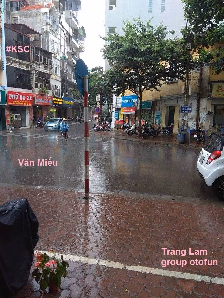 Một góc phố của đường Văn Miếu, mưa đã ướt đường.