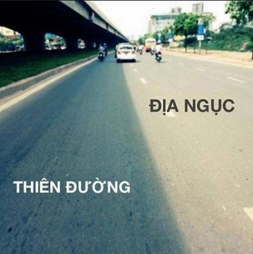 Ranh giới mong manh giữa thiên đường và địa ngục được hiển thị ngay trên các con đường tại Hà Nội trong ngày nắng nóng đỉnh điểm.