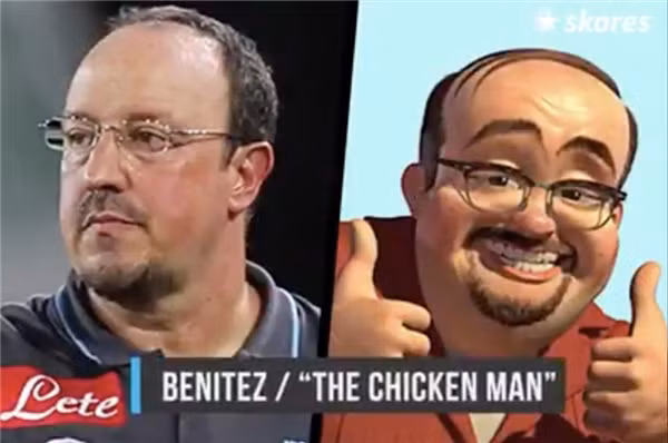 Cựu HLV của Real Madrid và Chelsea là Benitez nhìn không khác ông chủ tiệm đồ chơi ở Toy Story 2.