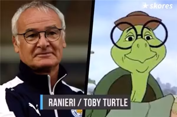 Người đã giúp Leicester lập nên chiến tích vô tiền khoáng hậu tại Ngoại hạng Anh, Claudio Ranieri thì có gương mặt giống như ông rùa Toby trong bộ phim hoạt hình về anh hùng Robinhood.