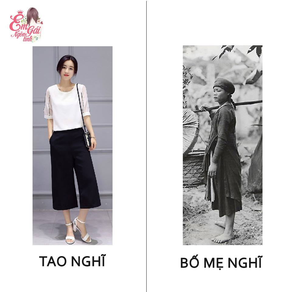 Chiếc quần ông loe sẽ bị biến tướng ngay trong suy nghĩ thành chiếc váy đụp.