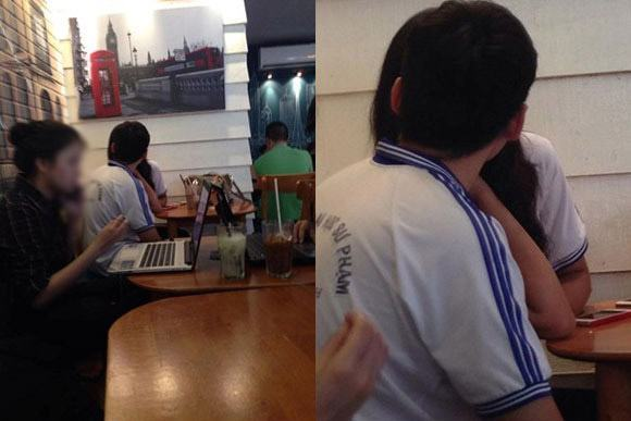 Một đôi vô tư hôn nhau giữa quán cafe đông người khiến người ngồi cạnh phải đỏ mặt