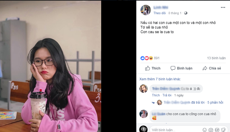 Nối tiếp với câu trên đó là: "Nếu có 2 vỏ chuối, 1 vỏ to và 1 vỏ nhỏ. Tớ là vỏ nhỏ còn cau la vo to".