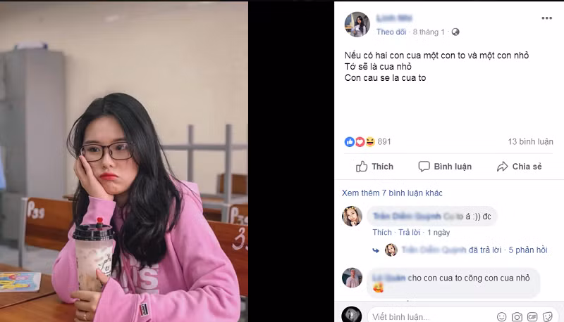 Nối tiếp với câu trên đó là: "Nếu có 2 vỏ chuối, 1 vỏ to và 1 vỏ nhỏ. Tớ là vỏ nhỏ còn cau la vo to".