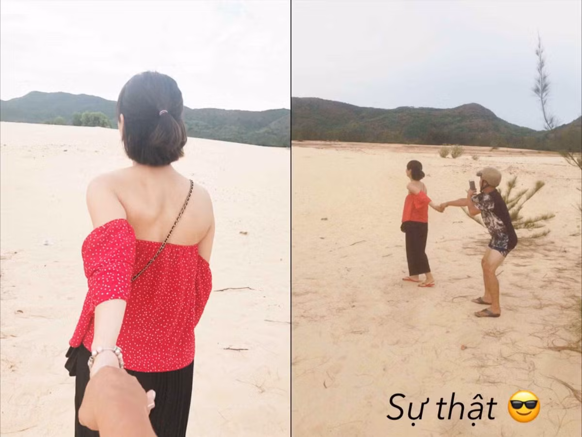 Phía sau một cô gái đang thả dáng với trào lưu "follow me" nhất định là một chàng trai khác đang cố gắng nắm lấy tay thật đẹp còn tay kia phải giữa máy sao cho chuẩn và không bị rung.