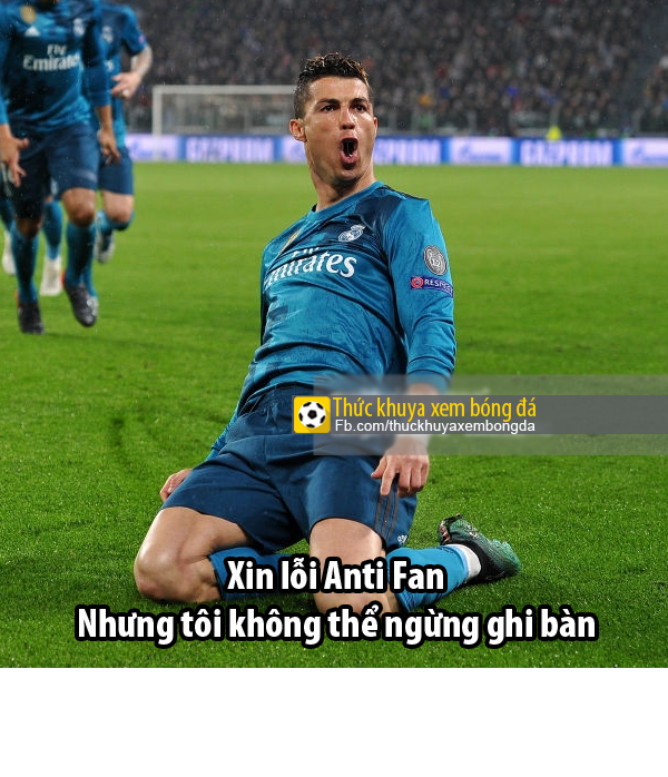 Với việc Ronaldo đã có 119 bàn tại cúp C1 châu Âu, dân mạng chế ảnh bóng đá: "Dù muốn dừng lại nhưng Ronaldo không thể ngừng ghi bàn".