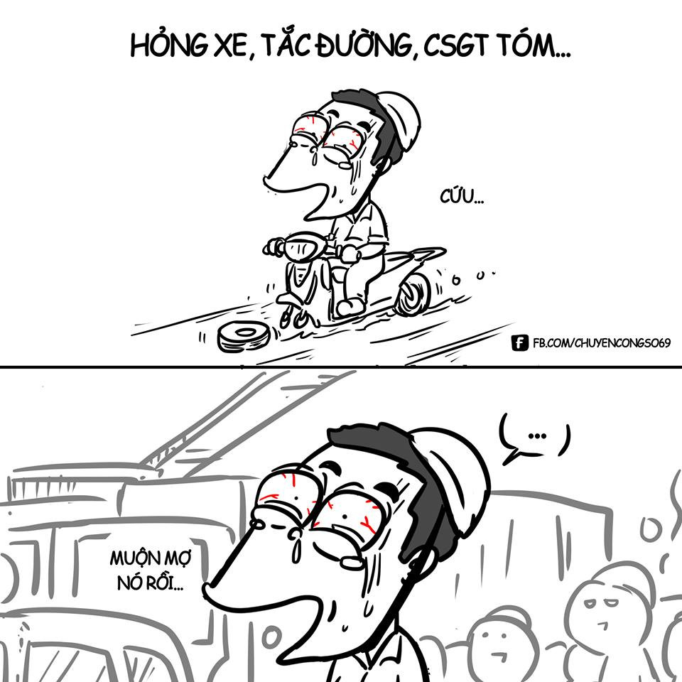 Bị cảnh sát giao thông tóm hay hỏng xe là điều mà nhiều người sử dụng khi bị sếp hỏi tại sao đi làm muộn.