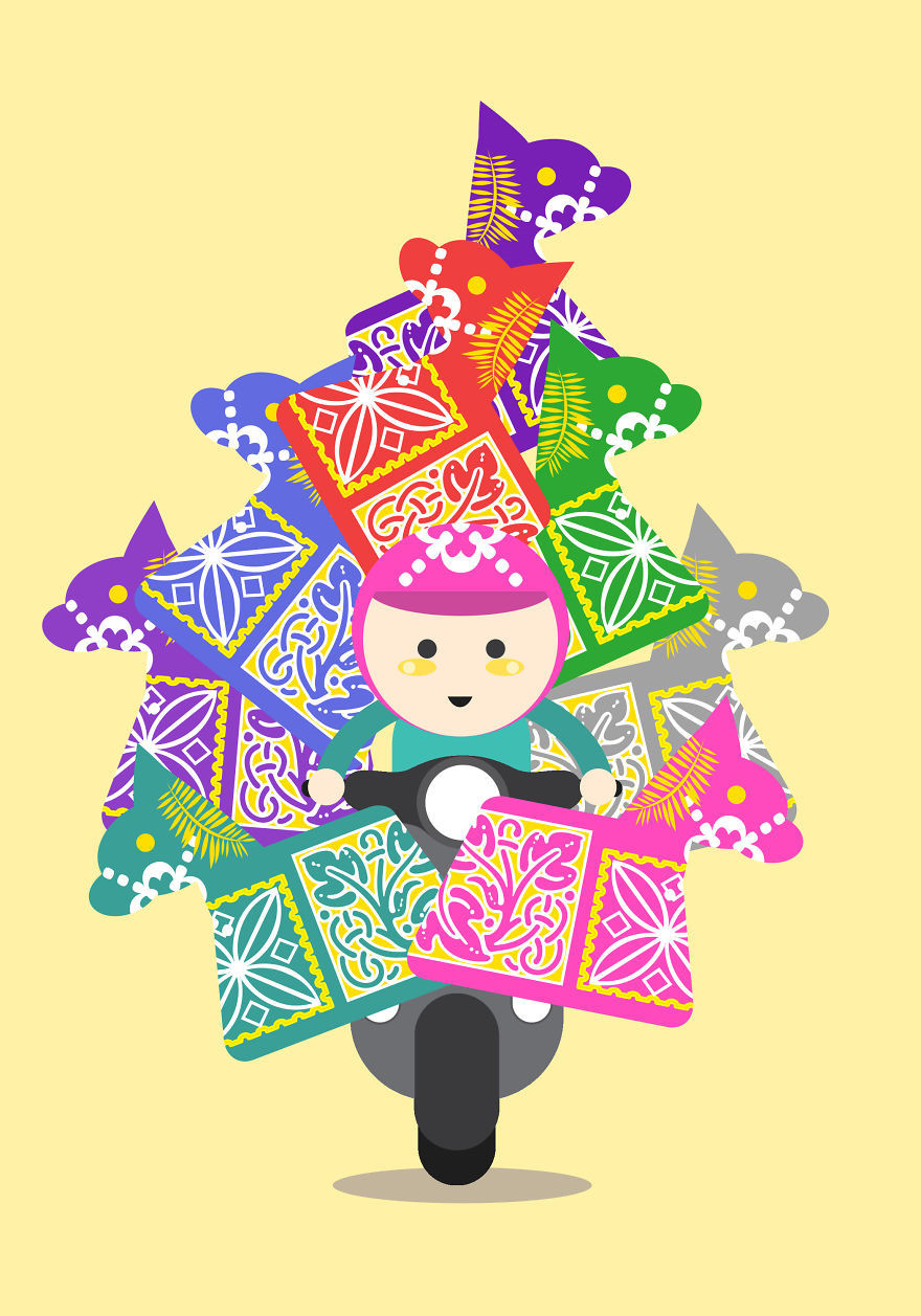 Hình ảnh "ninja Lead" chở đại bàng "gây bão" mạng một thời được hoạ sĩ người Philippines khắc hoạ khá vui nhộn.