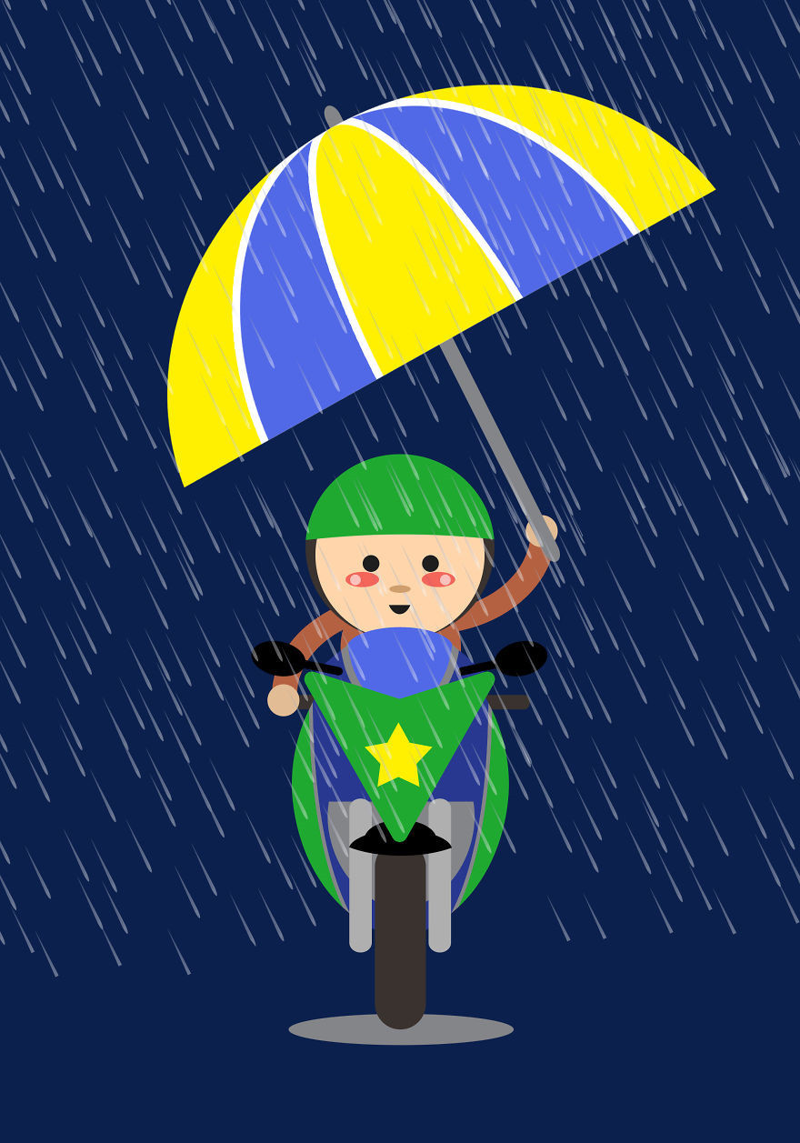 Chở gia súc, gia cầm một lồng là xưa rồi, dân ta thích chở càng nhiều, càng tốt để đỡ phải chạy đi chạy lại quá nhiều. Chưa kể tới những lúc, trời mưa lỡ quên mang áo mưa, người dân còn sử dụng cả ô khi điều khiển xe.