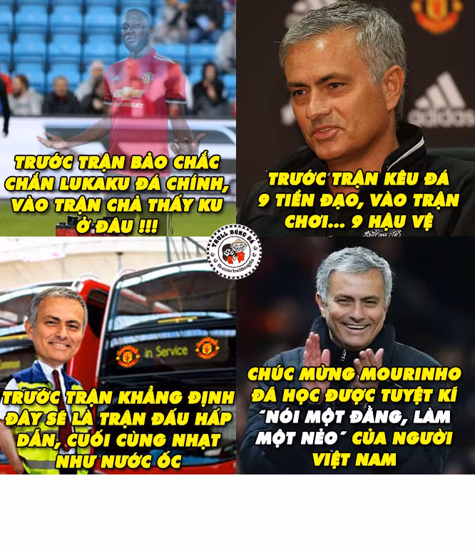Dân mạng chế ảnh bóng đá Mourinho "nói một đằng, làm một nẻo" của người Việt Nam hết sức thành công.