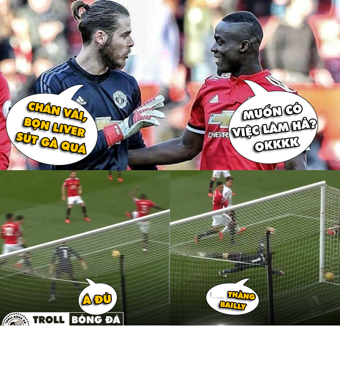 Bức ảnh chế cuộc đối thoại giữa De Gea và Bailly được dân mạng nghe thấy và chuyển thể thành tác phẩm hot nhất tuần qua trên mạng xã hội.