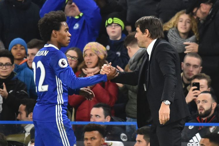 Conte ành những lời khen ngợi cho Willian và hi vọng anh tiếp tục gắn bó với Chelsea để theo Mourinho sang M.U.