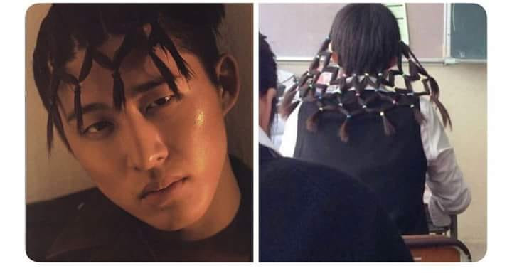 Cứ làm lặp lại nhiều lần như thế là bạn đã có ngay mái tóc nhìn như ma trận đang là trend cực hot trong giới học trò.