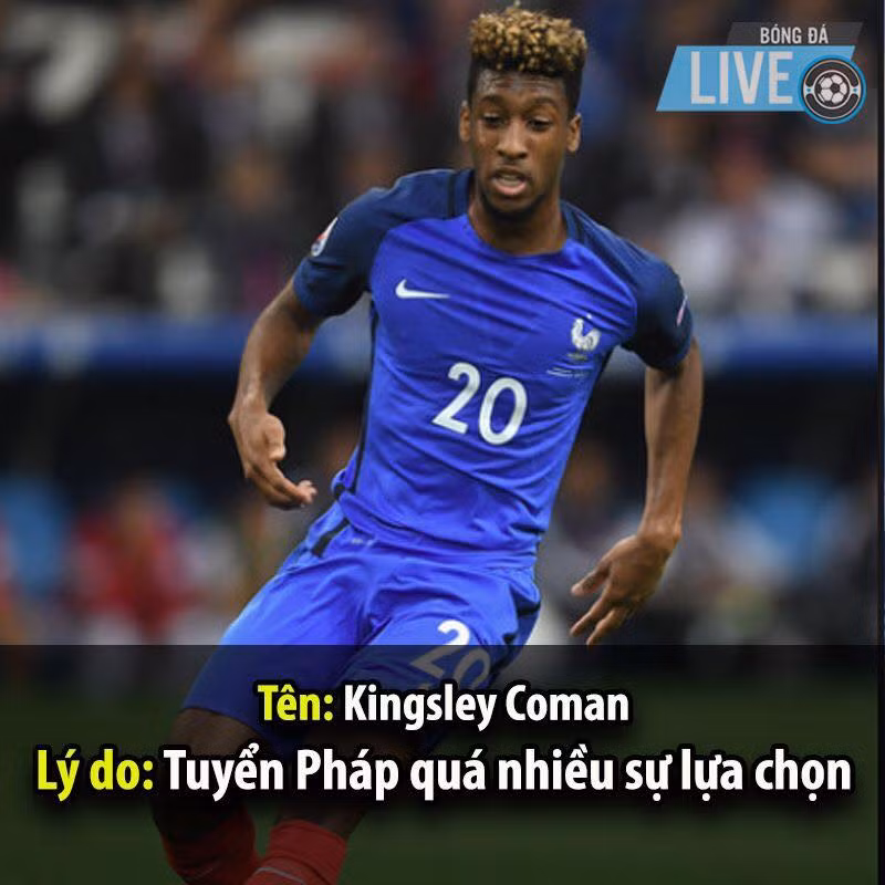 Tài năng trẻ Kingsley Coman không được gọi vào ĐT Pháp vì lý do thừa người.