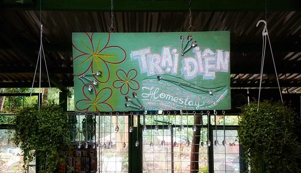 Trại điên homestay là khu tổ hợp dịch vụ được giới trẻ quan tâm thời gian qua nằm chênh vênh giữa núi đồi Đà Nẵng, nơi có bạt ngàn cây xanh và sát cạnh bờ suối. Ảnh trong bài: Facebook.