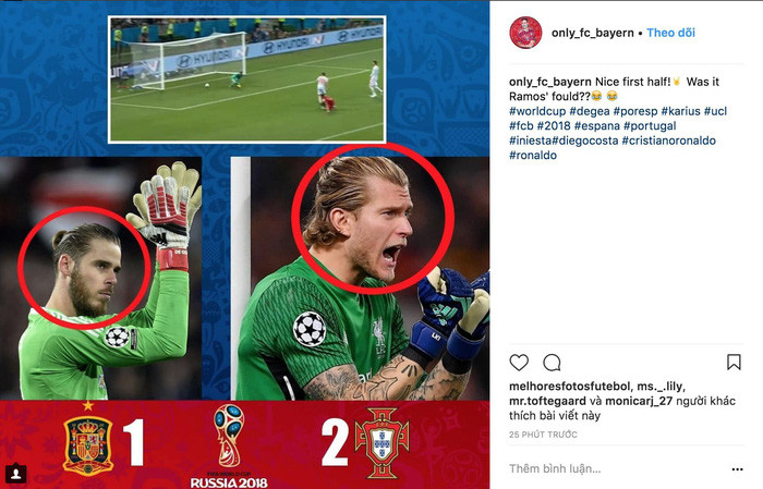 Nhìn De Gea thi đấu tại World Cup, nhiều người lại nhớ đến thủ thành cũng có mái đầu "củ tỏi" giống anh là Karius của Liverpool cũng mắc lỗi sơ đẳng ở Chung kết Champions League tháng trước.